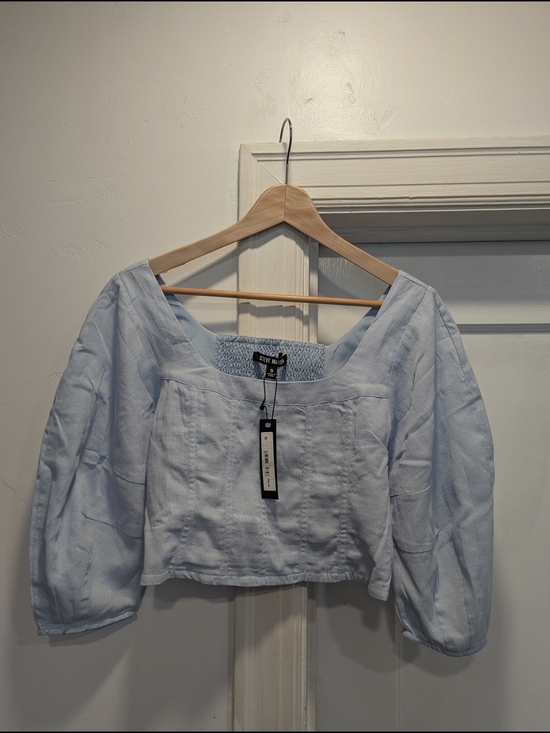 Steve Madden Tops - Steve Madden Light Blue Square Neck Cropped Blouse